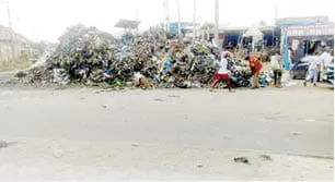 Uncollected refuse in Abuja A large pile of uncollected refuse on a street in Abuja, Nigeria