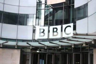 A BBC sign in London, representing the public broadcaster.