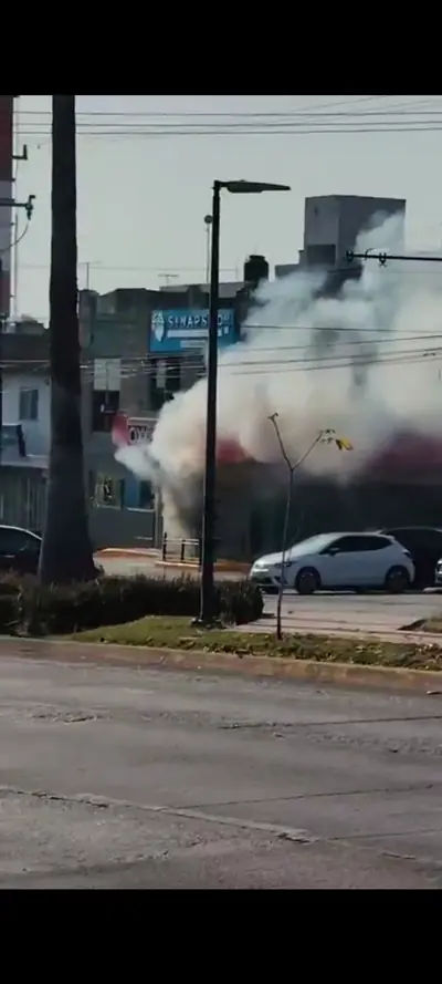 A gas station engulfed in flames during the surge of violence in Mexico.