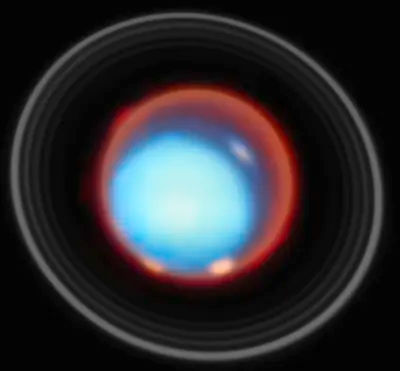 An artistic depiction of Uranus, highlighting its tilted axis.